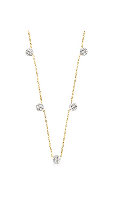Yellow Gold Diamond Five Micro Station Infinity DBTY Necklace