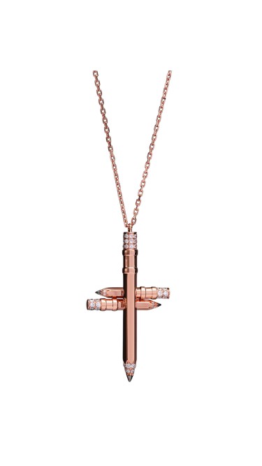 Tzuri 18k Rose Gold and Diamond Cross Necklace