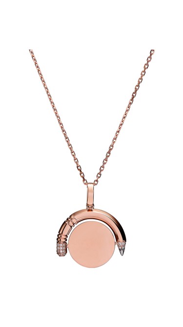 Tzuri 18k Rose Gold and Diamond Flip Me Necklace With Custom Inscription 