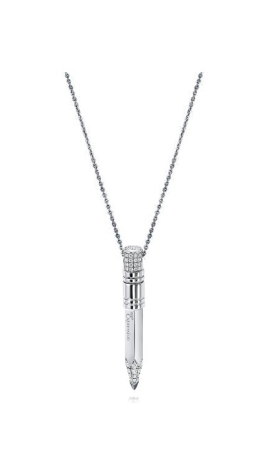 Tzuri 18k White Gold and Diamond Large Vertical Necklace