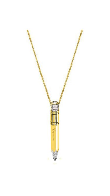 Tzuri 18k Yellow Gold and Diamond Large Vertical Necklace