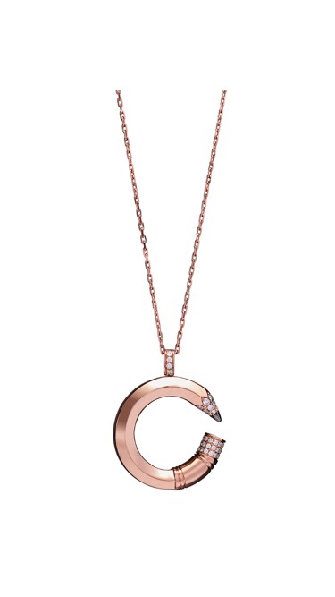 Tzuri 18k Rose Gold and Diamond Medium C Necklace