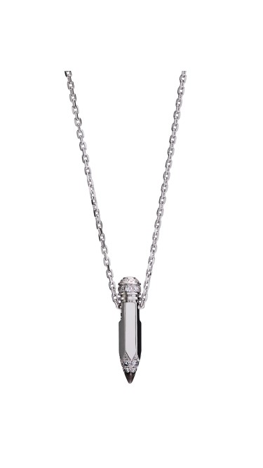 Tzuri 18k White Gold and Diamond Mini Vertical Necklace
