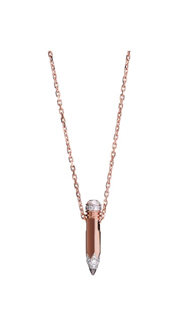 Tzuri 18k Rose Gold and Diamond Mini Vertical Necklace
