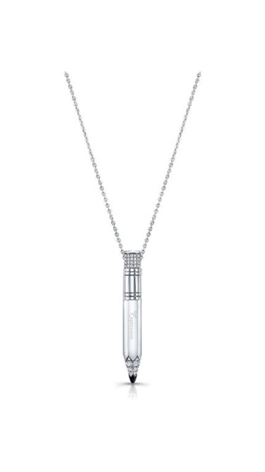 Tzuri 18k White Gold and Diamond Medium Vertical Necklace