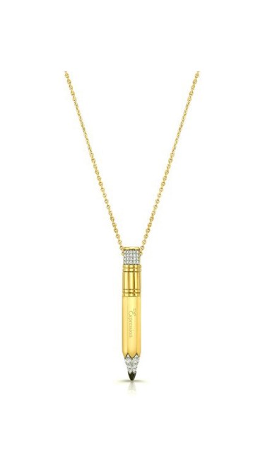 Tzuri 18k Yellow Gold and Diamond Medium Vertical Necklace