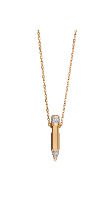 Tzuri 18k Yellow Gold and Diamond Small Vertical Necklace