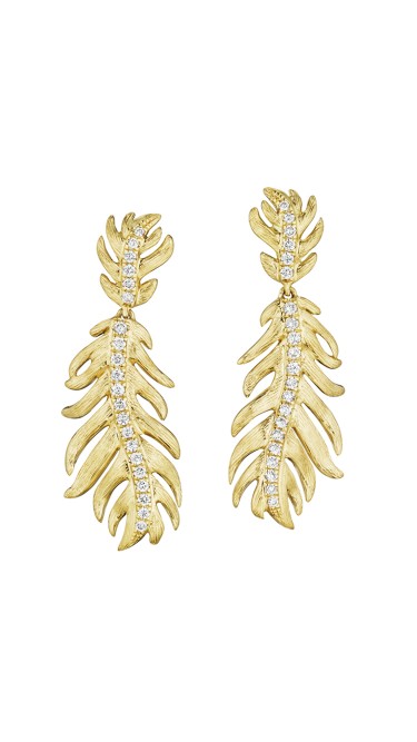 18K Gold Phoenix Medium Center Pave Earrings