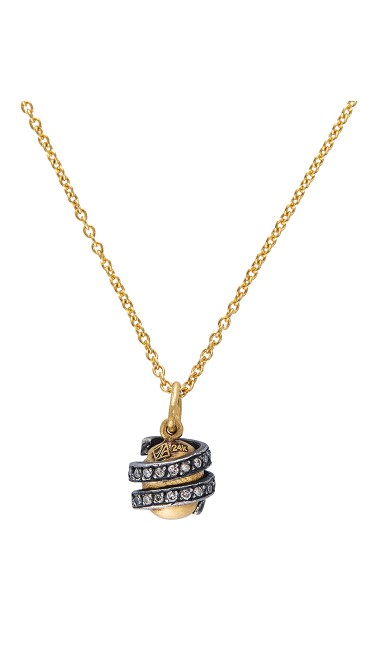 24k Gold Diamond Spiral Roxanne Pendant