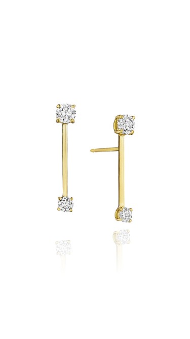 Piece Stick Earrings with Round Diamonds (Small)