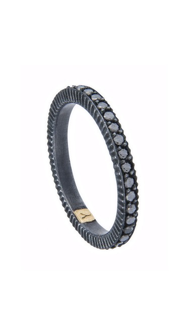 Yossi Harari Jewelry Lilah Oxidized Gilver Black Diamond Band Size 6