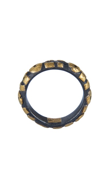 Yossi Harari Jewelry Jane 24k Gold & Oxidized Gilver Leopard Stack Ring Size 6