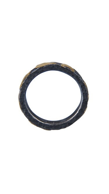 Yossi Harari Jewelry Jane 24k Gold & Oxidized Gilver Libra Stack Ring Size 6