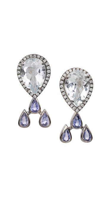 18K White Gold Aquamarine Watershed Earrings