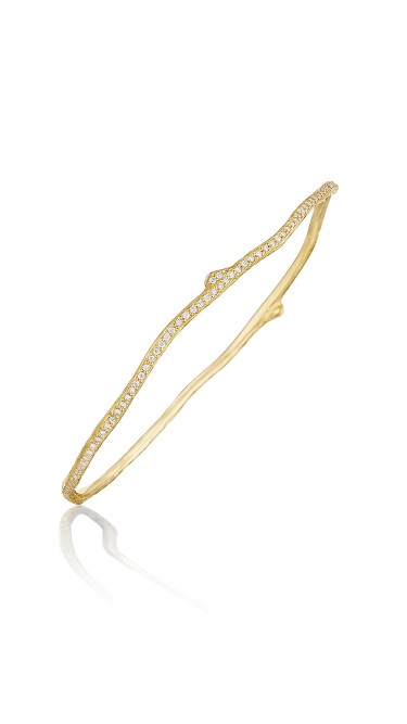 18K Gold Wonderland Eternity Pave Diamond Twig Bangle