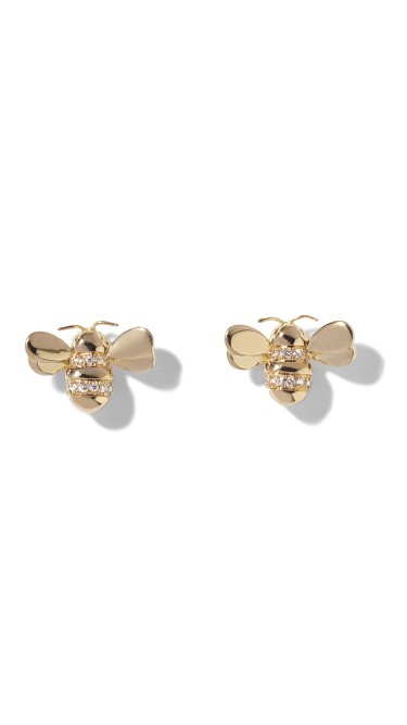 18K Gold Wonderland Diamond Bee Stud Earrings