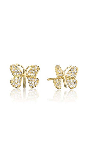 18K Gold Wonderland Butterfly Diamond Stud Earrings