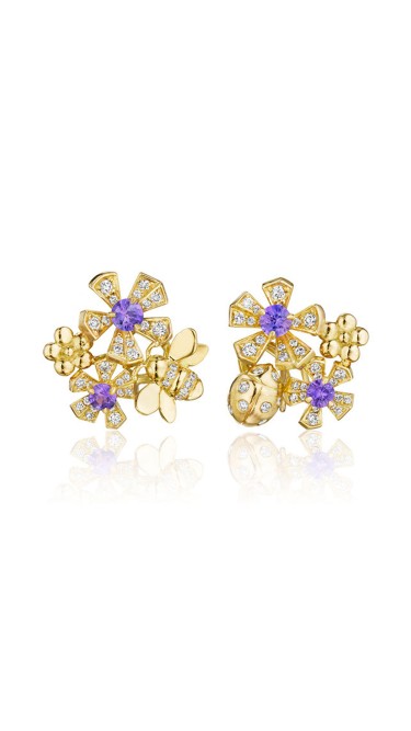 18K Gold Wonderland Pow Orchid Stud Earrings