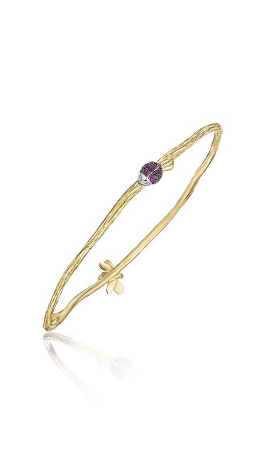 18K Gold Wonderland Ladybug and Bee Bangle