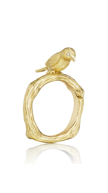 18K Gold Wonderland Stackable Love Bird Ring