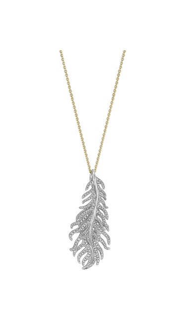 18K Gold Phoenix Feather Vertical Necklace