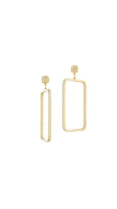 Piece Square Diamond Drop Earrings - Medium