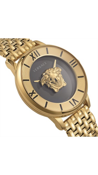La Medusa 38MM Yellow Gold Case Black Enamel Dial Womens Watch