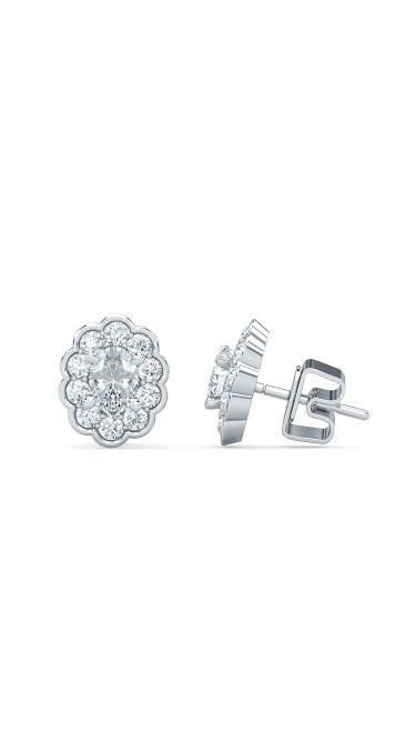 1.00 Ct Oval Shape Lab-Grown Diamond Halo Earrings set in 14K White Gold 