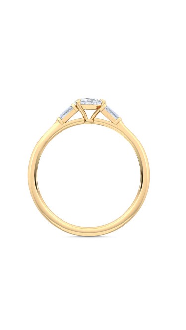 0.30 Ct Horizontal Pear and Baguette Cut Petite Lab Grown Diamond Ring in 14K Yellow Gold 