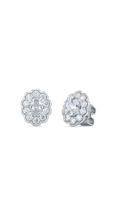 1.50 Ct Oval Shape Lab-Grown Diamond Halo Earrings set in 14K White Gold 