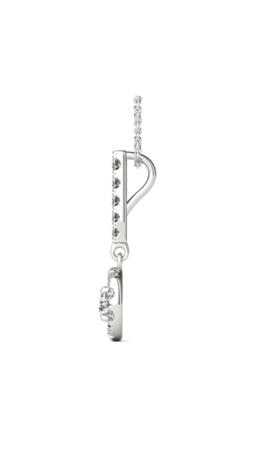 1/2 Ct tw 14K White Gold Natural Diamond Halo Stick Pendant Necklace