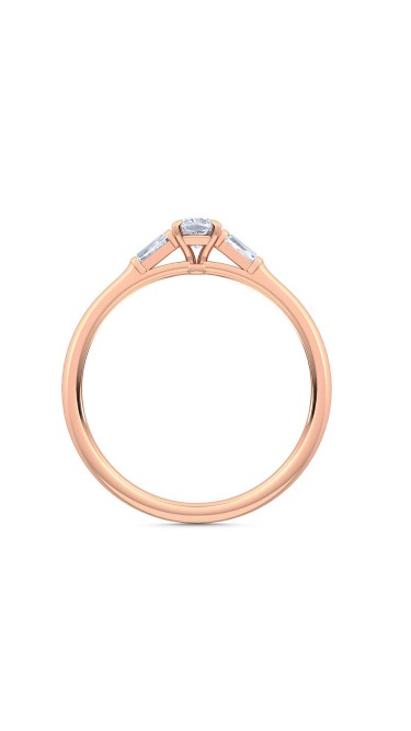 0.30 Ct Cushion and Baguette Cut Petite Lab Grown Diamond Ring in 14K Rose Gold 
