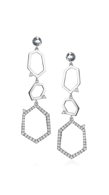 Mimi So Jackson Pave Diamond Three Link Earrings