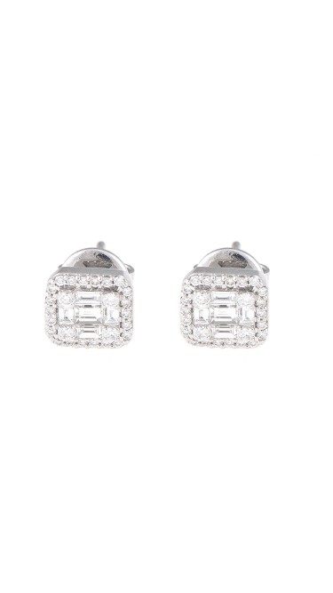 Mosaic Collection 18K White Gold Diamonds Earrings