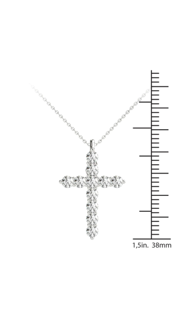 14K Hypoallergenic White Gold Natural Diamond Cross Pendant Necklace