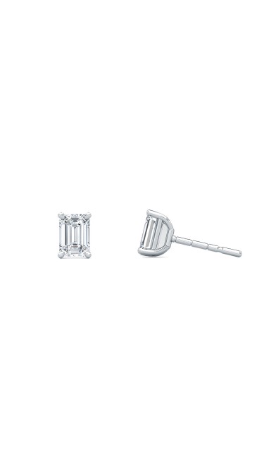 0.50 Emerald Shape Lab-Grown Diamond Earring Studs set in 14K White Gold