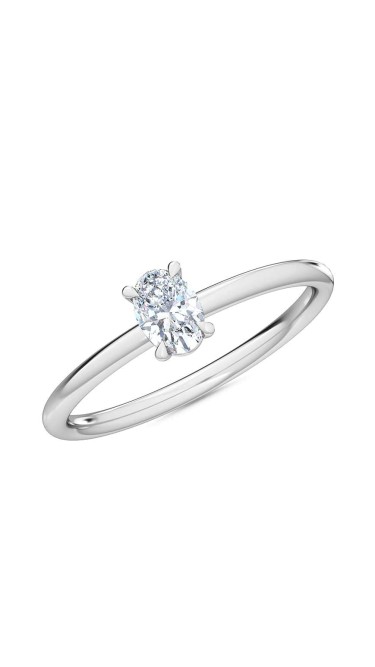 0.25 Ct Oval Cut Petite Lab Grown Diamond Ring in 14K White Gold 