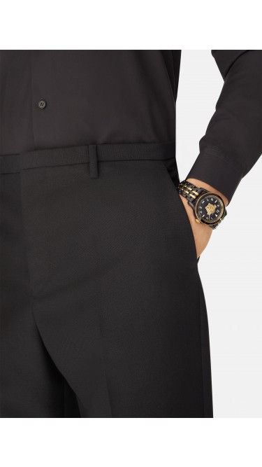 V-Palazzo 43MM Black Matte Dial Two Tone Bracelet Mens Watch