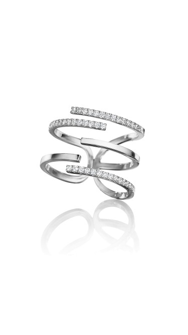 Piece Stick Diamond Pave Ring