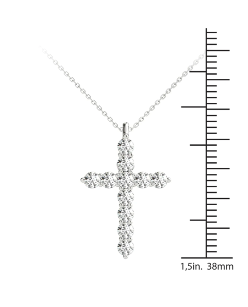 14K Hypoallergenic White Gold Natural Diamond Cross Pendant Necklace