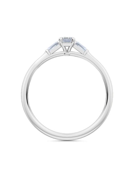 0.30 Ct Emerald and Baguette Cut Petite Lab Grown Diamond Ring in 14K White Gold (E-F, VS1-VS2, 0.30 cttw) by MadeForUs