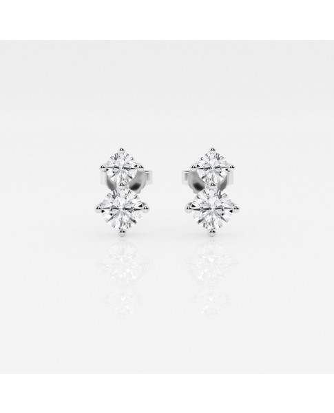 1.00 ct.tw. Round Diamond Two Stone Stud Earrings 14K Rose Gold
