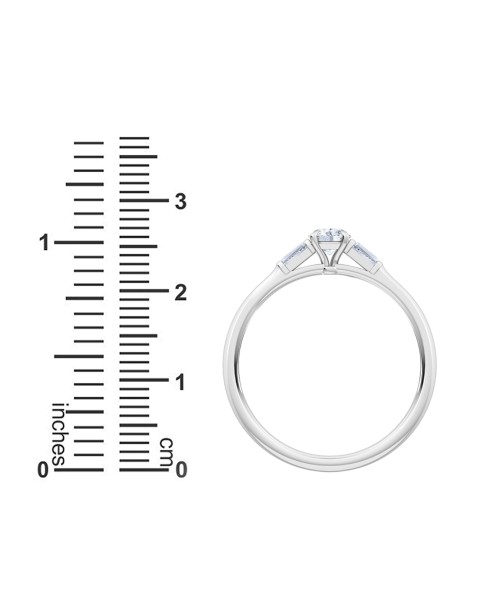 0.30 Ct Round and Baguette Cut Petite Lab Grown Diamond Ring in 14K White Gold (E-F, VS1-VS2, 0.30 cttw) by MadeForUs