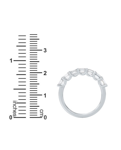 1.50 Ct Emerald Cut Horizontally Set Lab Grown Diamond Seven Stone Band Ring in 14K White Gold 