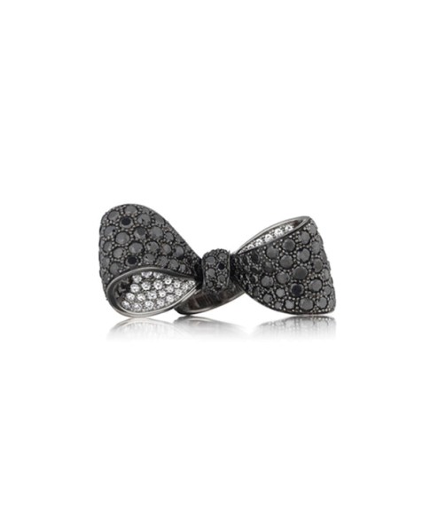 Bow Black & White Diamond Ring 