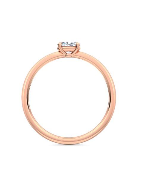0.25 Ct Horizontal Oval Cut Petite Lab Grown Diamond Ring in 14K Rose Gold 