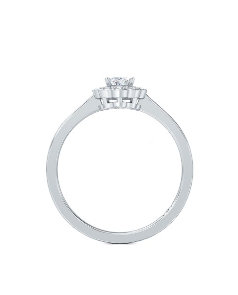 MadeForUs 1.00 Ct Oval Cut Lab Grown Diamond Halo Flower Ring in 14K White Gold (E-F, VS1-VS2, 1.00 cttw)