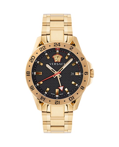 Sport Tech GMT 45MM Yellow Gold Black Guilloché Dial Mens Watch