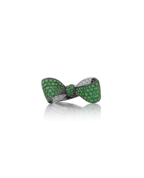 Bow Green Tsavorite & Diamond Ring - Mid