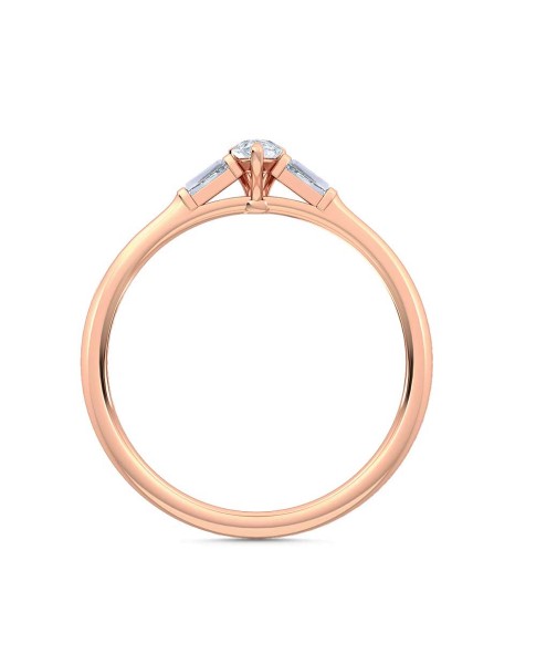 0.30 Ct Pear and Baguette Cut Petite Lab Grown Diamond Ring in 14K Rose Gold (E-F, VS1-VS2, 0.30 cttw) by MadeForUs